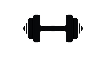 Black dumbbell icon representing fitness and strength training a bold silhouette