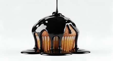Decadent Dark Chocolate Muffin Drizzled with Rich Glaze