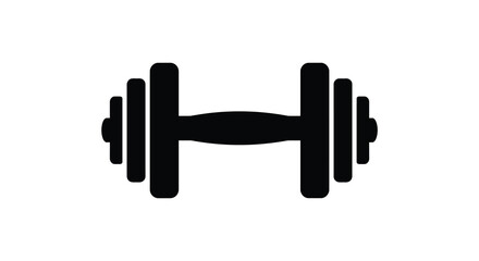 Black dumbbell icon design representing fitness and strength training silhouette
