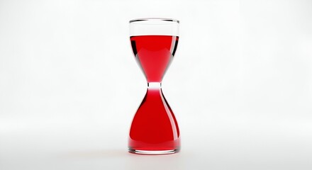 A minimalist hourglass with flowing red fluid, a powerful metaphor for time running out, life's essence, and critical deadlines