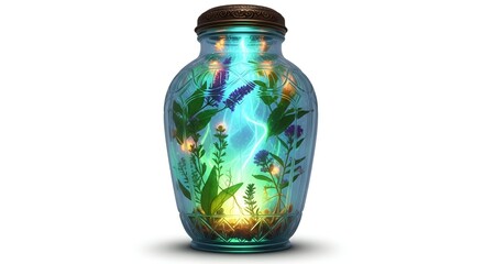 Enchanted Flora Glowing Botanicals in a Glass Vessel