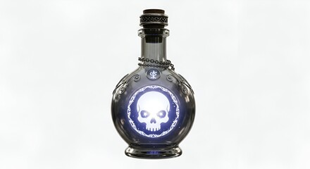 Glowing Skull Potion Bottle Ethereal 3D Render