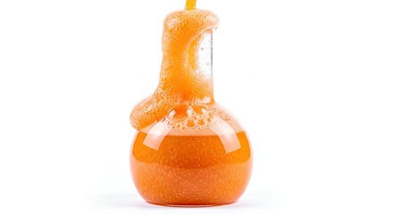 Orange Liquid Overflowing from Erlenmeyer Flask A Science Experiment