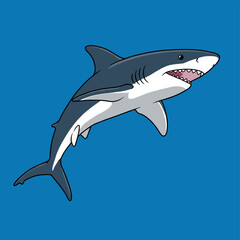 Naklejka premium Cartoon Great White Shark Illustration Set