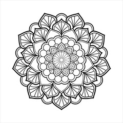 Mandala black and white floral pattern illustration