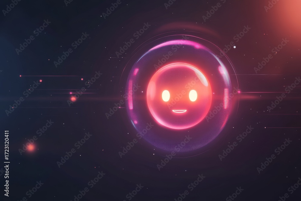Aufkleber futuristic ai chatbot icon design in neon circular style for digital interfaces