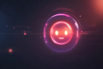 Futuristic ai chatbot icon design in neon circular style for digital interfaces