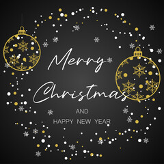Merry Christmas and Happy New Year background. Elegant Christmas template for greeting card, invitation, banner.