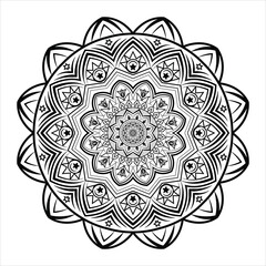 Mandala black and white floral pattern