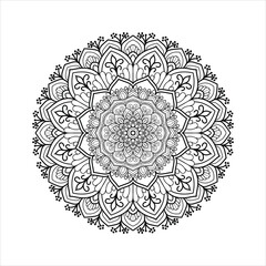 Mandala black and white floral pattern