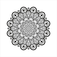 Mandala black and white floral pattern