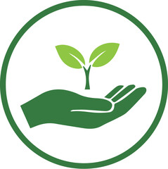 World Vegetarian Day Logo Set with Green Leaf and Hand Symbol