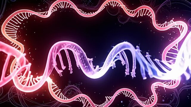 Set against an unwavering abyss, the DNA strand Border Frame twisting with glowing helix is beautifully encircled by vibrant, spiraling winds of light that swirl and shift in unpredictable