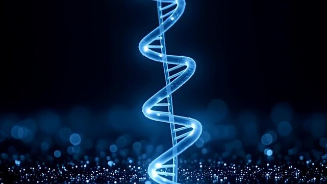 Floating in a serene abyss, the DNA strand Border Frame twisting with glowing helix resonates with surrounding luminous dots that pulse in time with a silent rhythm, casting a gentle