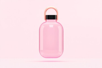 Minimalistic pink water bottle design for travel and tourism