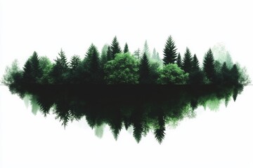 Tranquil forest reflection in pristine lake: serene environment and sustainability concept