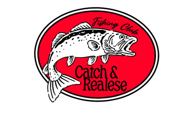 retro badge for a fishing club with a trout fish. Vintage Catch and Release artwork for a t shirt print or sticker