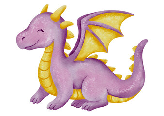 Fairy tale watercolor clipart set with princesses, fairy, unicorn, dragon, castle and festive details, perfect for kids’ creative projects.