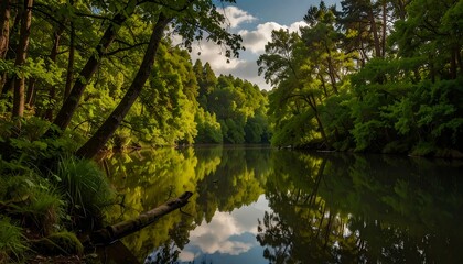 Fototapeta premium Tranquil forest river scene