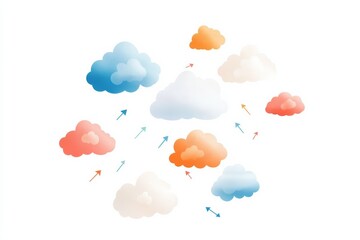 Colorful cloud computing concept with arrows in flat design for technology themes