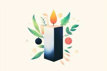 Festive candle with decorative elements for holiday celebrations