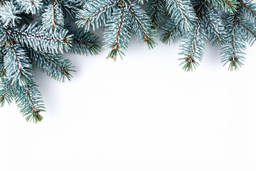 Fir Tree Branch with Snow Isolated on Transparent Background