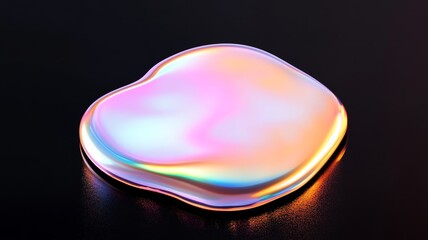 Rainbow holographic liquid blob on dark surface for modern design