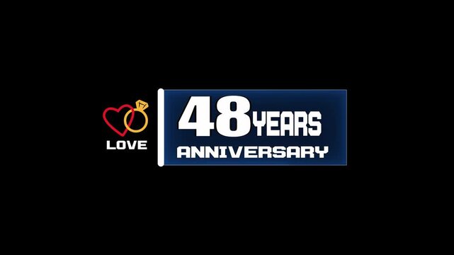 48 years anniversary celebration, romantic golden rings animation, stylish elegant design, luxury couple milestone intro template