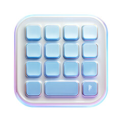 Square, light-blue keypad icon with a glossy, 3D effect