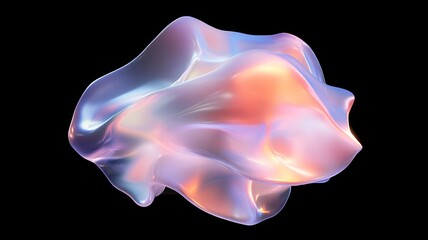 Abstract holographic blobs in multi-layered iridescent glow for digital design