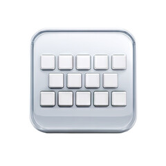Square, light gray keyboard icon with white keys