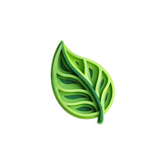 Vibrant green leaf graphic, detailed veins, stylized 3D effect