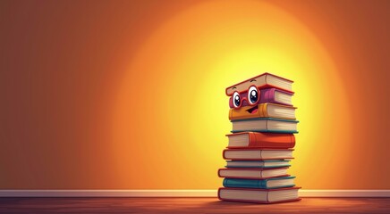 Stack of books with eyes and eyes on them