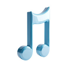 Light blue, glossy half note musical symbol, 3D rendering