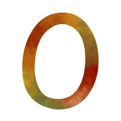 Organic letter O with abstract paintbrush strokes in autumn hues. Ideal for cozy fall designs, textured backgrounds, seasonal marketing, and artistic projects inspired by natural warmth.