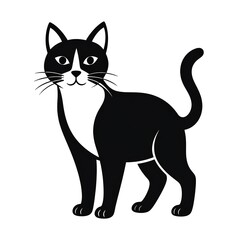 Obraz premium Black and white cartoon cat