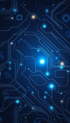 Fototapeta premium Abstract High Tech Circuitry Pattern with Glowing Nodes in a Minimalist and Futuristic Design