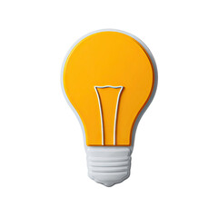 3D stylized lightbulb, bright yellow, simple design