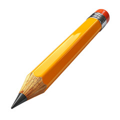 A digitally rendered, yellow 2 pencil with a graphite point, wood casing, and a red eraser.  It's angled slightly to the right