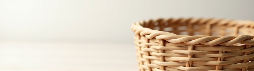 Close-up of woven basket detail against white background
