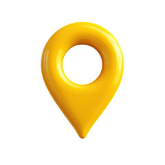 3D rendered, bright yellow location pin icon