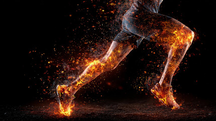 Runner with fire on knee and legs