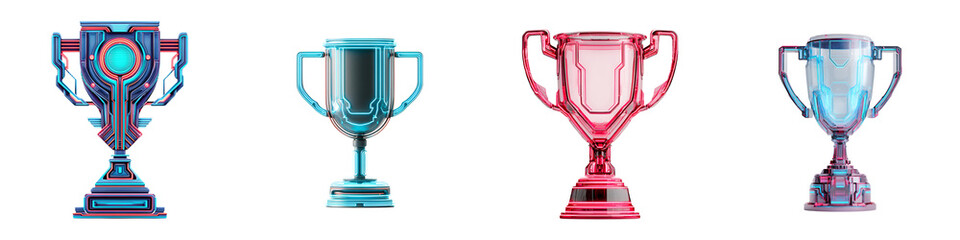 Futuristic Trophy Collection: Sci-Fi Award Concepts on White