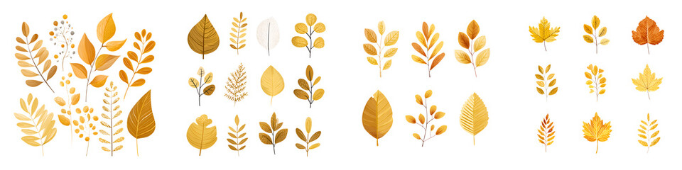 Fototapeta premium Autumn Leaves Collection in Watercolor Style