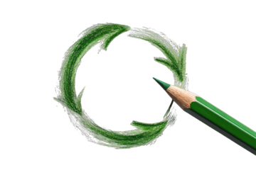 Green recycle symbol drawn with a pencil