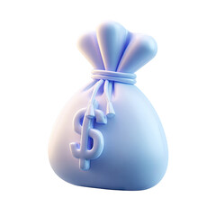 Light purple 3D money bag with dollar sign