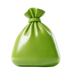 Green fabric sack with tied top