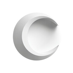 White, round, abstract design with a curved, crescent shape