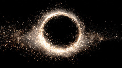 White color fire sparkle circle on black background