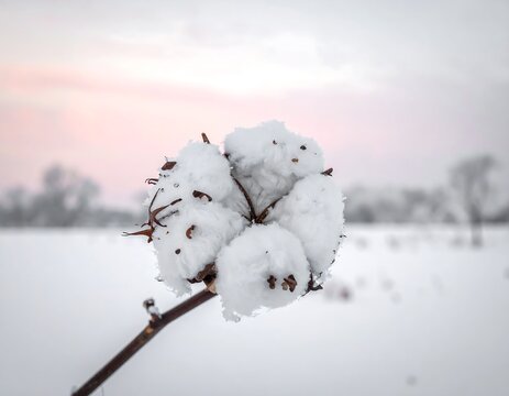 Cotton boll in winter snow